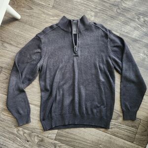 Oscar de la Renta Mens Dark Gray Quarter Zip Pullover Sweater Size XL